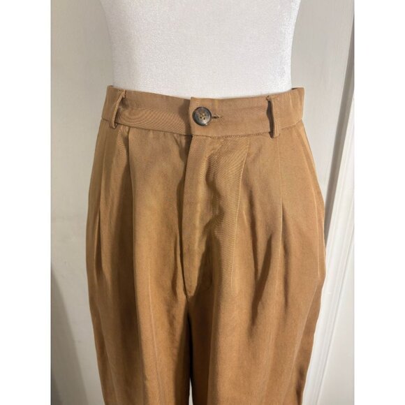 Reformation Mason Pants – Camel Pleated Wide-Leg Tencel Trousers (Size 2) - Picture 3 of 7